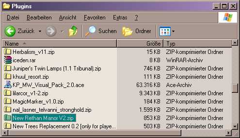 Ordner mit Plugin-Archiven